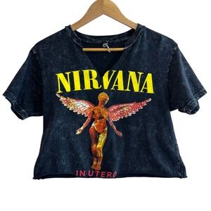 NIRVANA In Utero Band T-Shirt‎ Small Distressed Grunge Y2K Rock Tee Alt Street